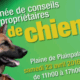 Affiche de la Journée de conseils aux propriétaires de chiens, samedi 23 avril 2016 à Plainpalais, Genève.