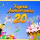Carte de joyeux anniversaire pour les 20 ans de L'Association L'Autre Regard.