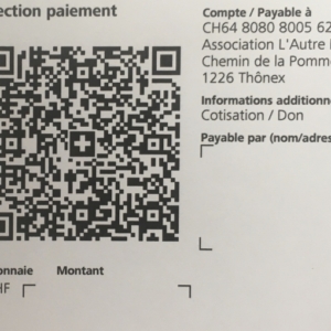 QR-facture pour don à l’Association L’Autre Regard à Thônex