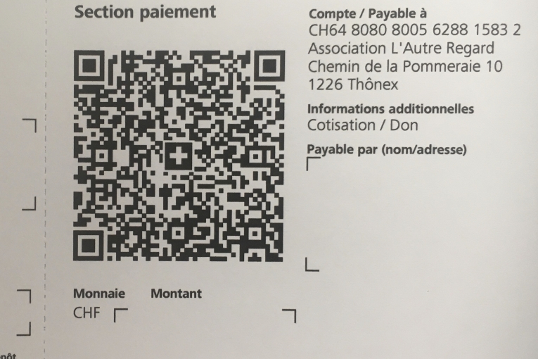 QR-facture pour don à l’Association L’Autre Regard à Thônex