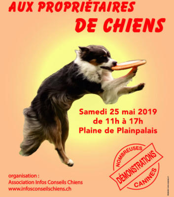 Affiche de la journée de conseils aux propriétaire de chiens le 25 mai 2019.