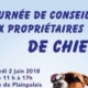 Affiche de la journée de conseils aux propriétaires de chiens en juin 2018.
