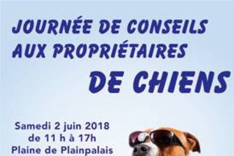 Affiche de la journée de conseils aux propriétaires de chiens en juin 2018.